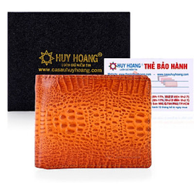 HJ2147 -Bóp nam Huy Hoàng nguyên con vân cá sấu màu vàng