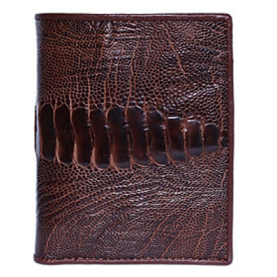 HP2457 - Bóp nam Huy Hoàng da đà điểu da chân 2 mặt da kiểu đứng màu nâu đỏ