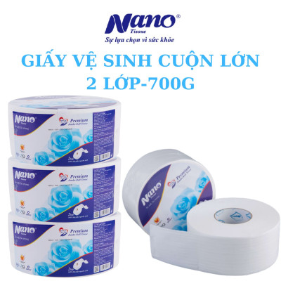 [MUA 5 TẶNG 1 gói khăn giấy] Combo 5 cuộn giấy vệ sinh Nano loại lớn 700g, giấy 2 lớp dày dặn, không vụn giấy, an toàn khi sử dụng - Nano Tissue