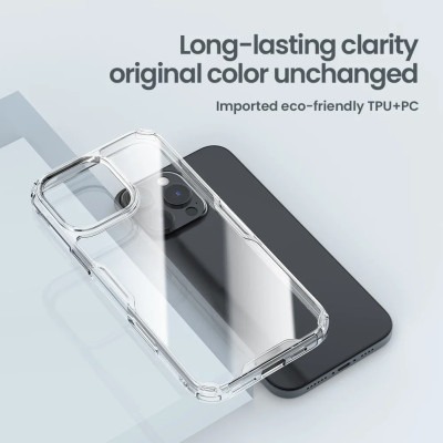 Ốp lưng dành cho iPhone 16 Pro Max, iPhone 16 Pro, iPhone 16 Plus, iPhone 16 hiệu NILLKIN Nature TPU Pro trong suốt chống sốc cao cấp - Hàng chính hãng.