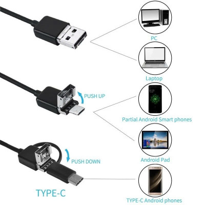 Camera Nội Soi Tai 3in1 Đa Năng Dài 2m Khám Phá Sâu Bên Trong:  - Siêu Nét, Hàng Cao Cấp