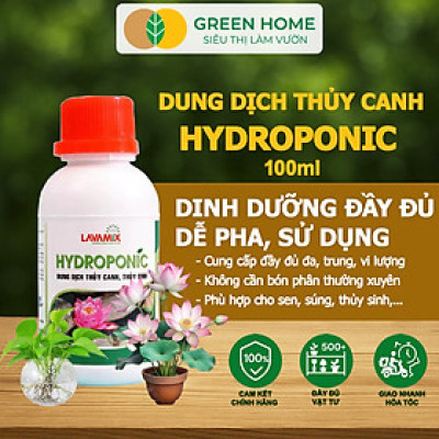 Dung Dịch Thủy Canh Greenhome, Lavamix, Phân Bón Cây Thuỷ Sinh, Hoa Sen, An Toàn Cho Cá, Tép Cảnh