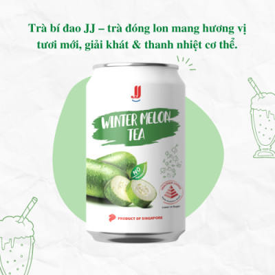 (Chính hãng) Thùng Trà Bí Đao JJ (24 Lon x 300ml) - Thương hiệu Singapore
