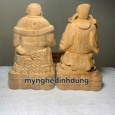 Cặp thần tài thổ địa phong thủy cầu tài lộc bằng gỗ ngọc Am thơm nức cao 20x11x10cm