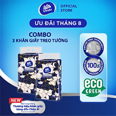 [3 GÓI KHĂN TREO TƯỜNG] Khăn giấy treo tường cao cấp Vinda Prestige 4D 3 lớp 212 tờ
