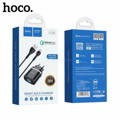 Bộ củ sạc kèm dây sạc nhanh qc3.0 type c hoco c12d - cốc sạc kèm cáp sạc quick chagre 3.0 - hàng chính hãng