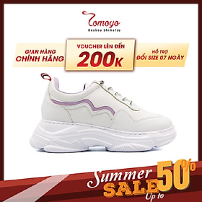 Giày Sneaker Nữ Đế Cao 7cm Da Microfiber Siêu Nhẹ Tomoyo TMW31407