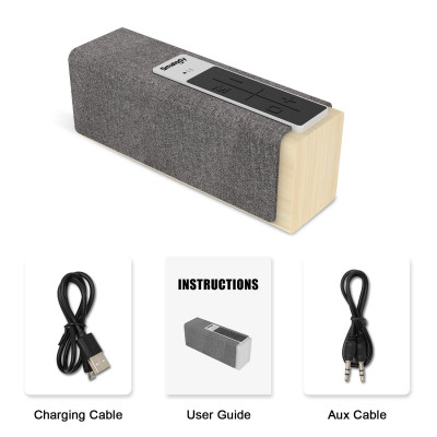 Loa không dây di động Smalody Bluetooth 5.0, bằng gỗ công suất lớn 20W, âm thanh nổi với khe cắm TF AUX