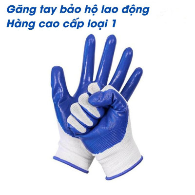 Combo 6 đôi găng tay lao động phủ sơn xanh, chống trơn, tăng độ bám dính, thoải mái khi làm việc