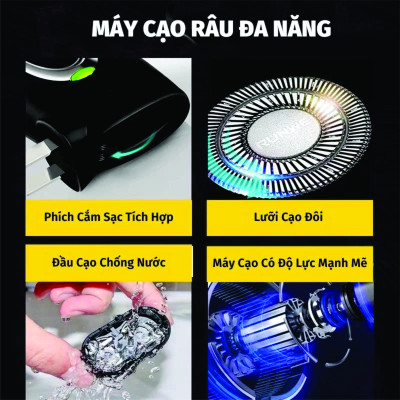 Máy Cạo Râu Sử Dụng Sạc Pin Thông Minh Tiện Lợi Có Lưỡi Dao Kép Tự Làm Sắc, Độ Bền Cao, Cực Sạch