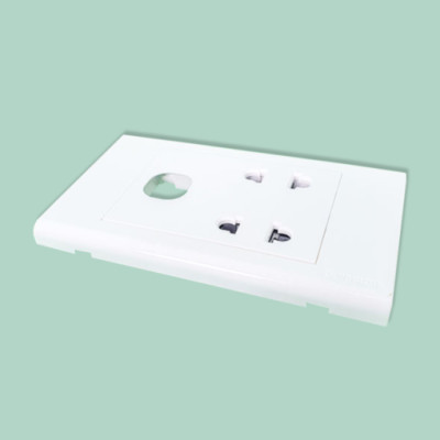 Ổ cắm đôi 2 chấu + 1 module hạt tròn Sino Vanlock S18U2X