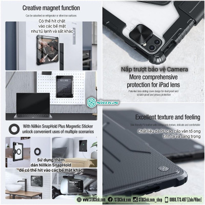 BAO DA DÀNH CHO IPAD A16 Gen 11 2025 , Gen 10 hiệu NILLKIN BUMPER SNAPSAFE - Hàng chính hãng