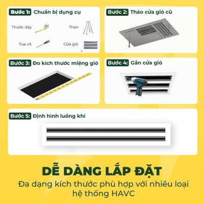 Cửa Gió Nan 1 Slot, Điều Chỉnh Lưu Lượng Gió, Sơn Tĩnh Điện, Cửa Cấp/Hồi, ASIA GREEN ( Giá bao gồm VAT)