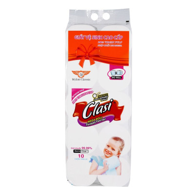 10 CUỘN GIẤY VỆ SINH CAO CẤP CLASI EM BÉ KHÔNG LÕI, GIẤY DAI MỀM MỊN, TAN NHANH TRONG NƯỚC, CAM KẾT CHẤT LƯỢNG