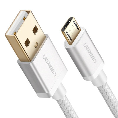 Ugreen UG30656US134TK 1.5M màu Trắng Cáp sạc truyền dữ liệu USB 2.0 sang MICRO USB đầu mạ vàng - HÀNG CHÍNH HÃNG