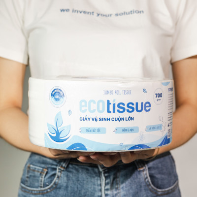 Giấy vệ sinh giấy cuộn cao cấp Ecotissue cuộn lớn 700gr thấm hút tốt mềm mịn an toàn sạch sẽ