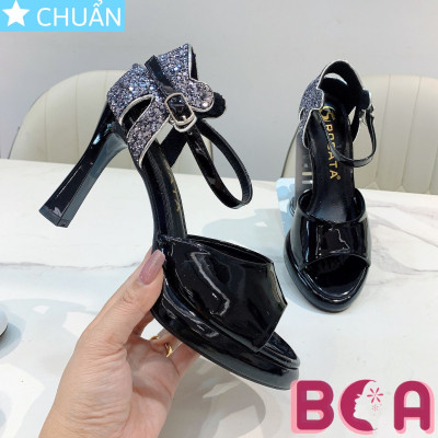 Xăng đan dự tiệc nữ cao gót 8 phân RO640 ROSATA tại BCASHOP hở mũi, gót sau đính kim tuyến lung linh cực xinh