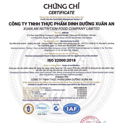 Cháo Yến Mạch Thịt Gà & Đông Trùng Hạ Thảo Xuân An Gói 40G ( Mua 6 Gói Tặng Kèm 1 Gói)