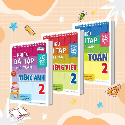 Sách - Phiếu Bài Tập Cuối Tuần Toán, Tiếng Việt, Tiếng Anh Lớp 2 - Chọn Lẻ 3 Môn - Megabook