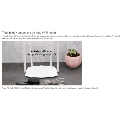 Bộ phát wifi Tenda AC5 chuẩn AC1200Mbps - Hàng chính hãng