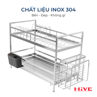 Kệ (giá) để chén bát HiVE New 2 tầng inox 304