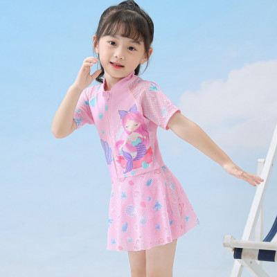 Đồ bơi bé gái cộc tay dáng váy xinh xắn (quần short liền trong váy)