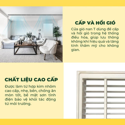 Cửa Gió Nan T, Điều Hòa Không Khí, Hợp Kim Nhôm, Asia Green, Cho Dự Án, Nhà Ở ( Giá bao gồm VAT)