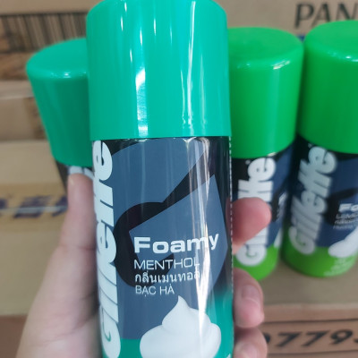 Bọt cạo râu Gillette Foamy Methol 175g hương chanh và hương bạc hà