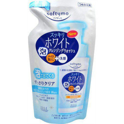 Sữa Rữa Mặt & Tẩy Trang Tạo Bọt Dưỡng Trắng Softymo Kose Nhật Bản Túi Refill (180ml)