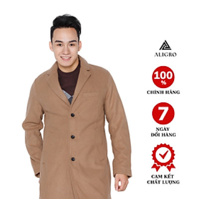 Áo khoác dạ măng tô nam màu nâu bò  ALGMT.2