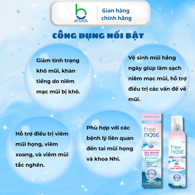 Xịt Mũi Free Nose Đẳng Trương Vệ Sinh Mũi Hằng Ngày Dành Cho Trẻ Sơ Sinh - Chai 120ml