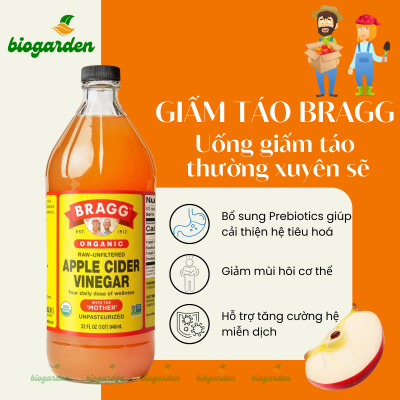 Dấm táo BRAGG Hữu cơ Nhập khẩu USA chai 946ml