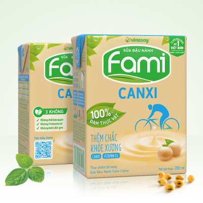 Thùng sữa đậu nành Vinasoy Fami Canxi Nguyên vị (200ml x 36 hộp