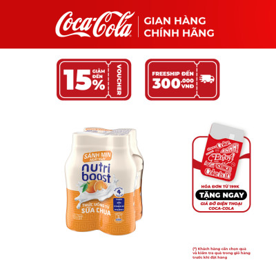 Lốc 4 Chai Thức Uống từ Sữa Chua Nutriboost Vị Cam 170ml_TK
