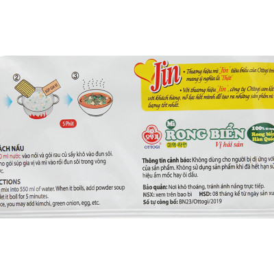 Thùng 20 gói Mì Rong Biển Ottogi 120gx20