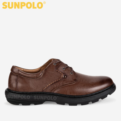 Giày Nam Buộc Dây Da Bò SUNPOLO XIPO01 (Đen, Nâu)