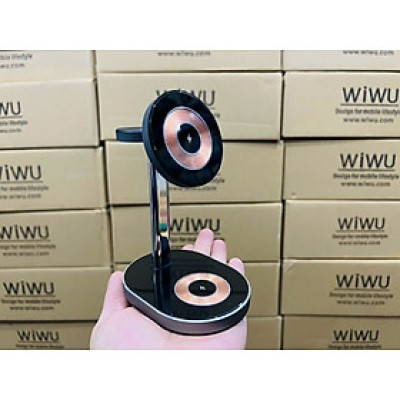 DOCK SẠC KHÔNG DÂY 15W WIWU LIGHT SHADOW 3IN1 WI-W003 CHO ĐIỆN THOẠI, ĐỒNG HỒ, TAI AIRPODS LÀM BẰNG HỢP KIM NHÔM + Acrylic Mờ - HÀNG CHÍNH HÃNG