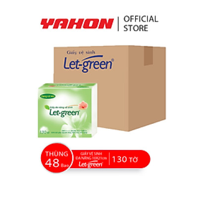 Thùng Khăn Giấy Vệ Sinh Đa Năng LET-GREEN 10x21cm, 130 Tờ/Bao, 48 Bao/Thùng