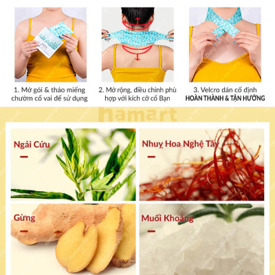Miếng Dán Cổ Vai Gáy Hamart Đai Chườm Nóng Xông Hơi Nhiệt Giảm Đau Thư Giãn Hiệu Quả Tiện Lợi