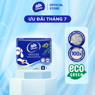 [LỐC SIZE S] Khăn giấy rút cao cấp Vinda Deluxe 3 lớp 50 tờ size S (4 Gói)
