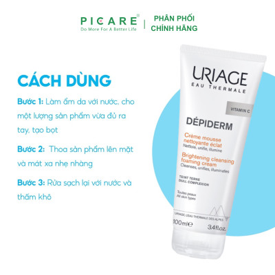 Sữa Rửa Mặt Uriage Depiderm Mousse Nettoyante Eclat làm Sáng, Sạch và Thanh Khiết Làn Da