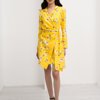 Đầm Công Sở Cotton, Đắp Chéo Thắt Dây Eo Maxivic, La Mộc - LM72120