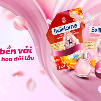 Túi Nước Xả Vải Bell Home Đỏ Hương Nước Hoa Tinh Tế 2KG