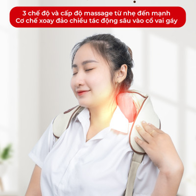 Máy Massage Cổ Vai Gáy Buheung MK-332 Nhiệt Hồng Ngoại, Pin Sạc, BH chính hãng 12 tháng