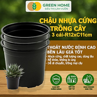 Bộ 3 Chậu nhựa trồng cây, nhiều kích thước, thoát nước tốt, đa dạng kích thước trồng cây, hoa, kiểng lá |Greenhome