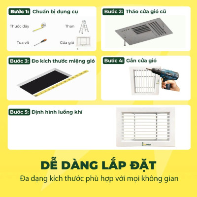 Cửa Gió Nan T, Điều Hòa Không Khí, Hợp Kim Nhôm, Asia Green, Cho Dự Án, Nhà Ở ( Giá bao gồm VAT)