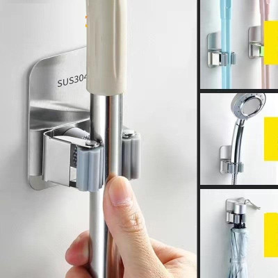 Giá Inox Treo Cây Lau Nhà Gắn Tường, Khô Ráo - Gọn Gàng - Ngăn Nắp, Gắn Keo Siêu Chắc Không Khoan Đục - TakyHome 4032