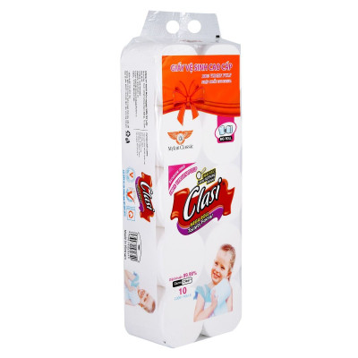 10 CUỘN GIẤY VỆ SINH CAO CẤP CLASI EM BÉ KHÔNG LÕI, GIẤY DAI MỀM MỊN, TAN NHANH TRONG NƯỚC, CAM KẾT CHẤT LƯỢNG