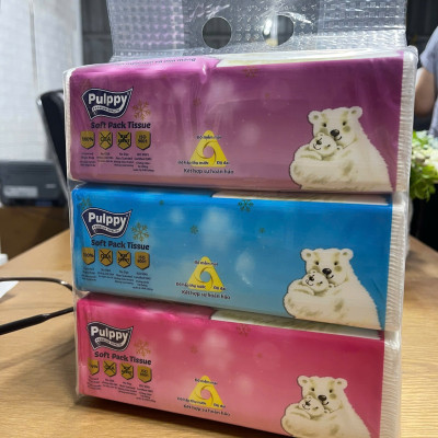 Khăn Giấy Rút Pulppy Polar Bear Bịch Khăn Giấy 180 Tờ 2 Lớp
