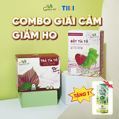 Combo Giải cảm, Giảm ho Goce (1 hộp Trà tía tô 40g, 1 hộp Bột tía tô 72g)